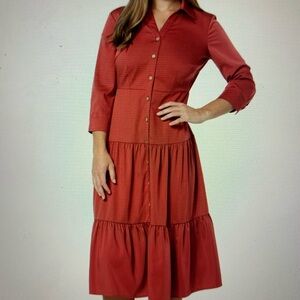 Nina Leonard Tierd Button Front Dress